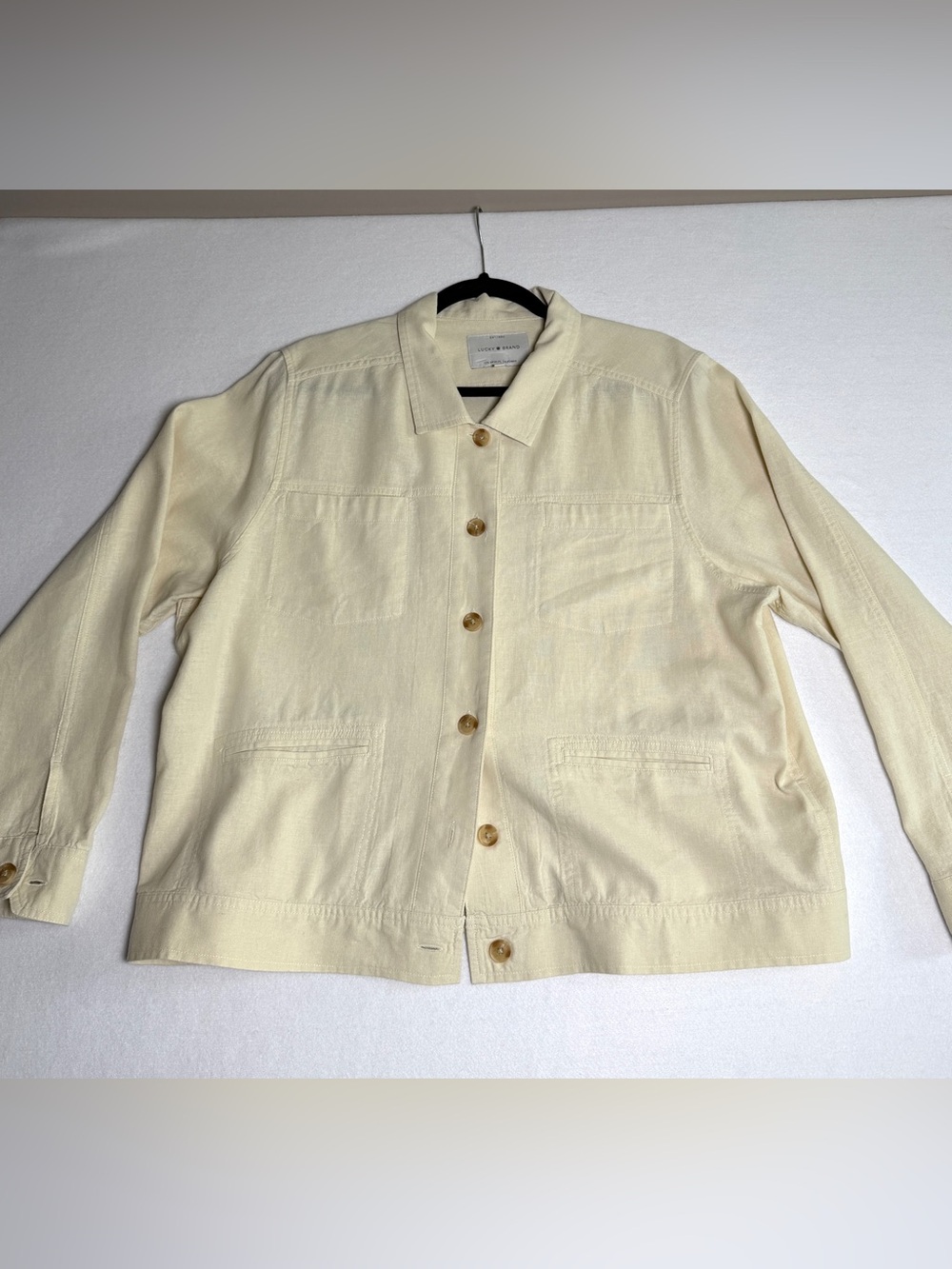 Lucky Brand Linen Relaxed Tailored Jacket Cream Size XL - Picture 1 of 8